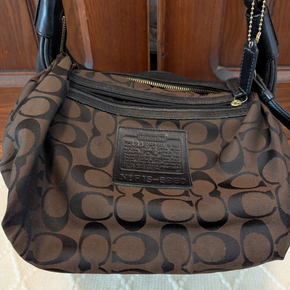 Coach 6950 Amanda Hobo Shoulder Bag Purse Black Leather - Picture 11 of 12